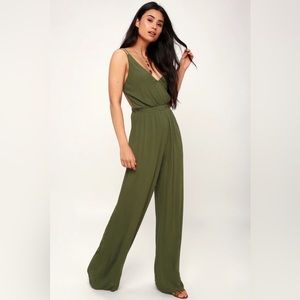 Wandering Spirit Olive Green Backless Jumpsuit